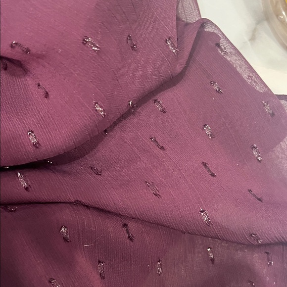 EXPRESS Purple Sparkle Long Sleeve Elastic Smocked Puff Shoulder Blouse XL - Picture 8 of 12